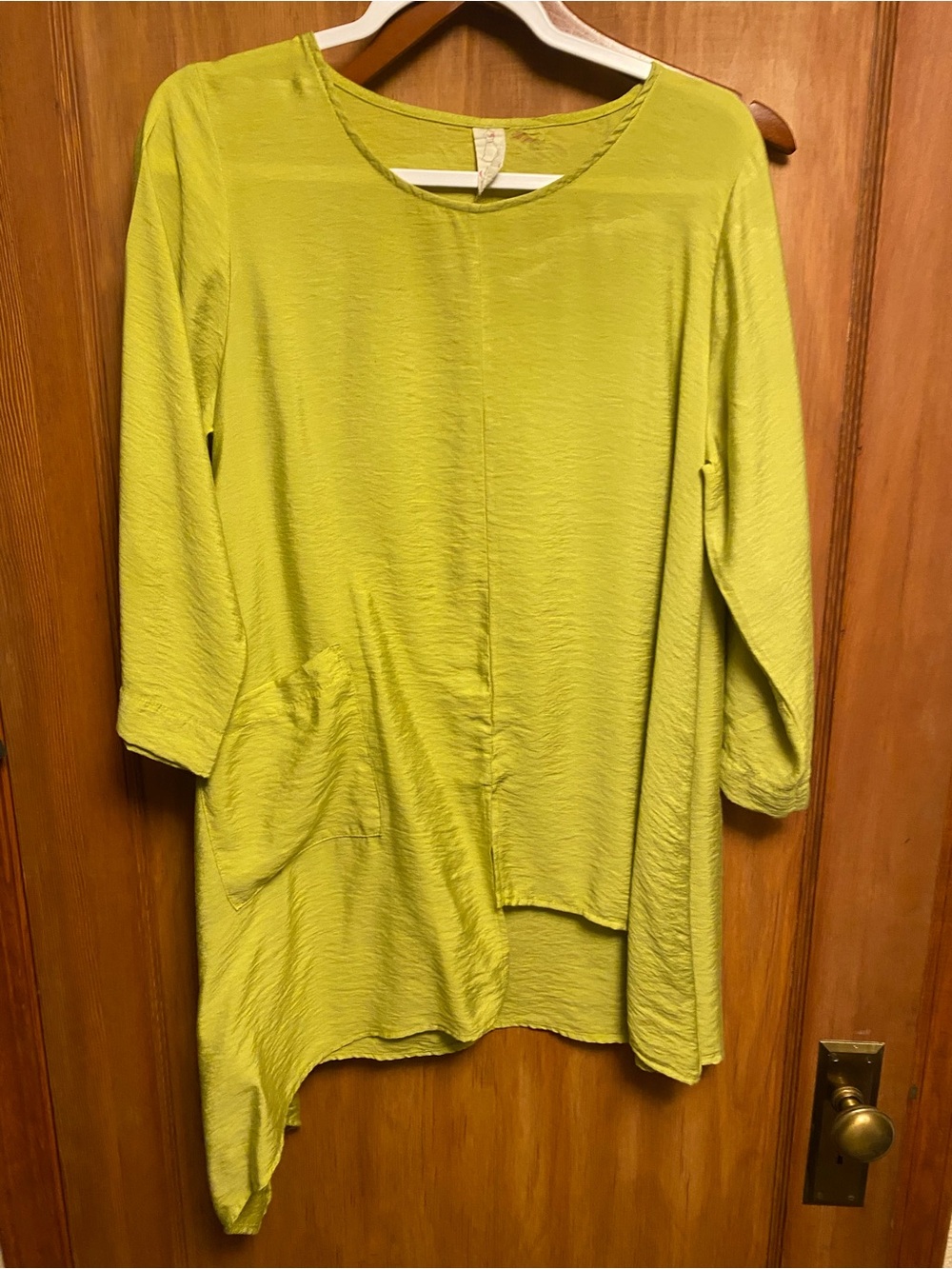 Chalet Lime Green Asymmetric Tunic with Front Pocket